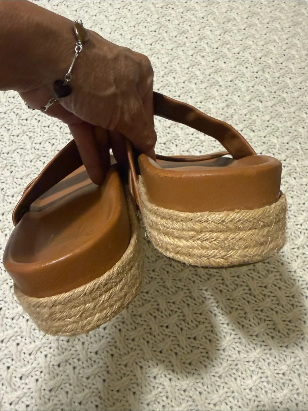 beek Women's Double Strap Slide Sandals in Cognac Brown size 8